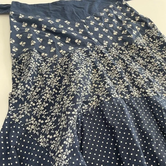 TOPSHOP size 10 cotton cottagecore skirt in navy and white - Picture 3 of 7